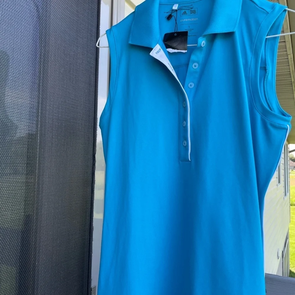 Adidas Puremotion Bright Blue Polo Shirt - Picture 2 of 5